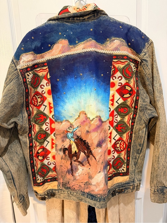 Vintage Jackets & Blazers - Vintage Hand-Painted Western Denim Jacket (ONLY ONE MADE) size M NWT